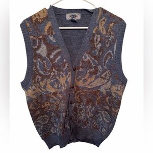 Vintage Hemingway Point Size XL Blue paisley Button Front Sweater Vest